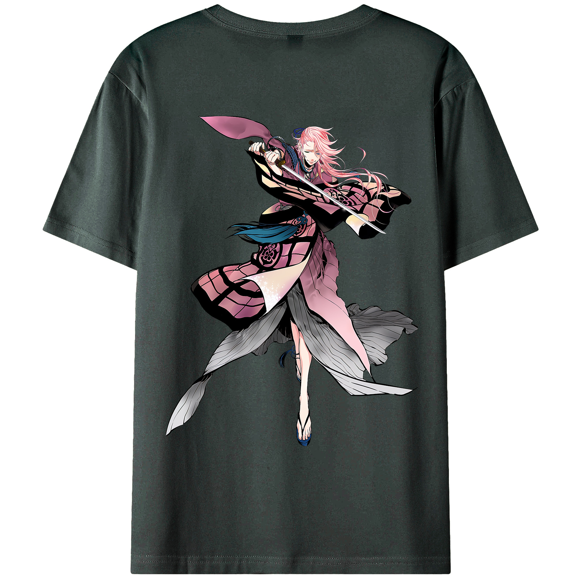 （画像用） 刀剣乱舞 Touken Ranbu 綿100％ メンズ半袖Tシャツ（バックプリント） 通気性